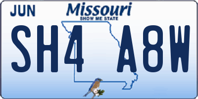 MO license plate SH4A8W