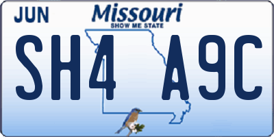 MO license plate SH4A9C