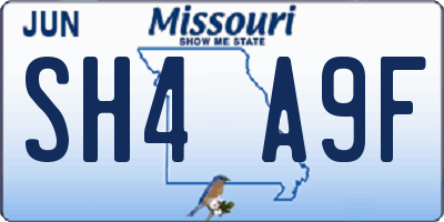 MO license plate SH4A9F