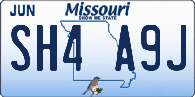 MO license plate SH4A9J