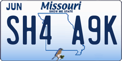 MO license plate SH4A9K