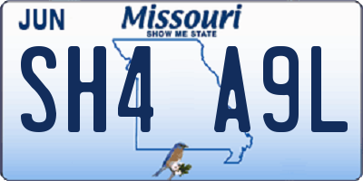 MO license plate SH4A9L