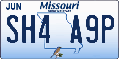 MO license plate SH4A9P