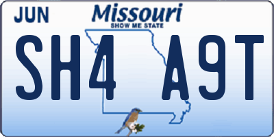 MO license plate SH4A9T