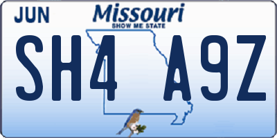 MO license plate SH4A9Z