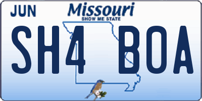 MO license plate SH4B0A