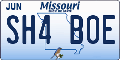 MO license plate SH4B0E