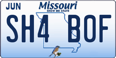 MO license plate SH4B0F