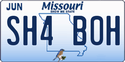 MO license plate SH4B0H