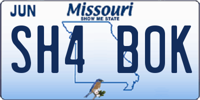MO license plate SH4B0K