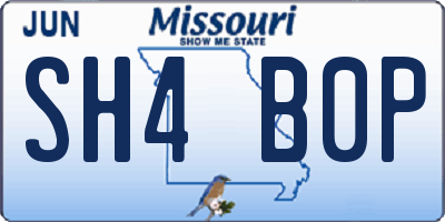 MO license plate SH4B0P