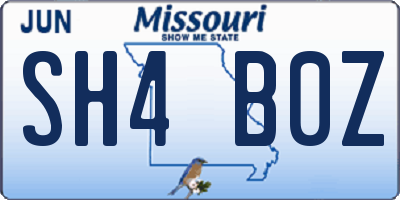MO license plate SH4B0Z