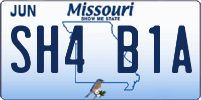 MO license plate SH4B1A