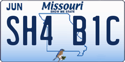 MO license plate SH4B1C