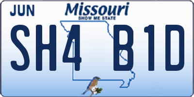 MO license plate SH4B1D