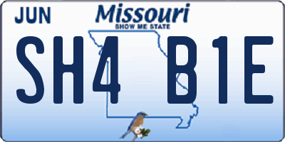 MO license plate SH4B1E