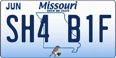 MO license plate SH4B1F