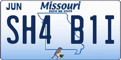 MO license plate SH4B1I
