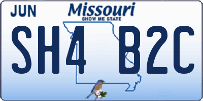 MO license plate SH4B2C