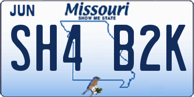 MO license plate SH4B2K