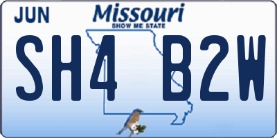 MO license plate SH4B2W