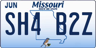 MO license plate SH4B2Z