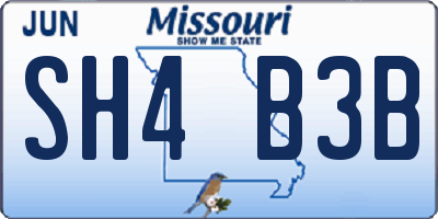 MO license plate SH4B3B