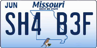 MO license plate SH4B3F