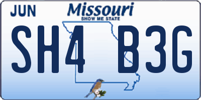 MO license plate SH4B3G