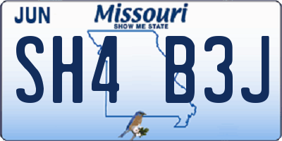MO license plate SH4B3J