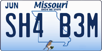 MO license plate SH4B3M
