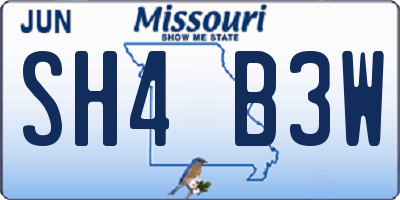 MO license plate SH4B3W
