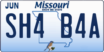 MO license plate SH4B4A