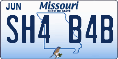 MO license plate SH4B4B