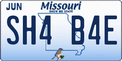MO license plate SH4B4E