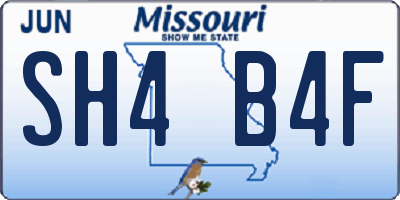 MO license plate SH4B4F