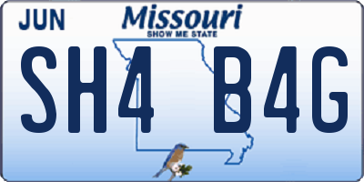 MO license plate SH4B4G