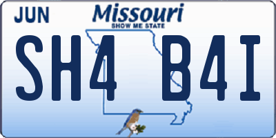 MO license plate SH4B4I