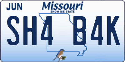 MO license plate SH4B4K