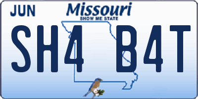 MO license plate SH4B4T