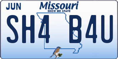 MO license plate SH4B4U