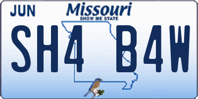 MO license plate SH4B4W