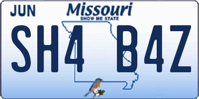 MO license plate SH4B4Z