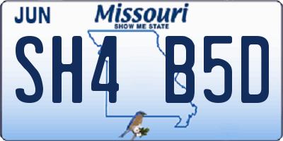 MO license plate SH4B5D