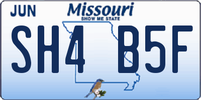 MO license plate SH4B5F