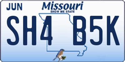 MO license plate SH4B5K