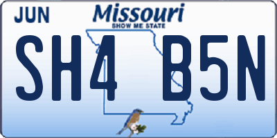 MO license plate SH4B5N