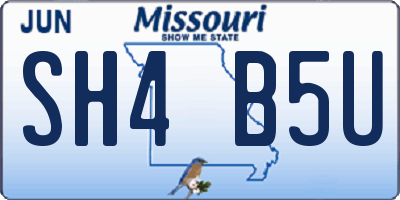 MO license plate SH4B5U