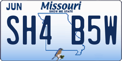 MO license plate SH4B5W