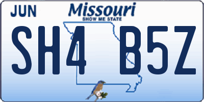 MO license plate SH4B5Z